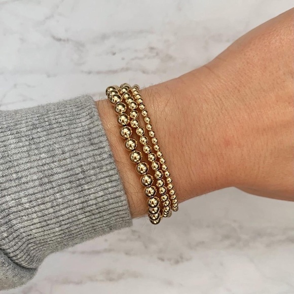 stacks of gold beaded bracelet set - Picture 2 of 3